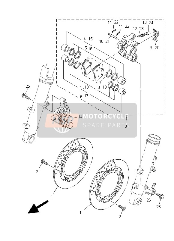 Yamaha XP500 2013 Front Brake Caliper for a 2013 Yamaha XP500